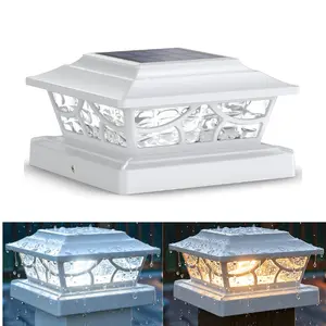 Siedinlar Solar Post Cap Lights Outdoor, Waterproof 4 Modes Dynamic Rotating Beam LED, Warm/Cool White, Fits 4x4 5x5 6x6 Wood/Vinyl Posts for Fence, Deck, Patio & Backyard Decor, White (1 Pack) outdoorfun