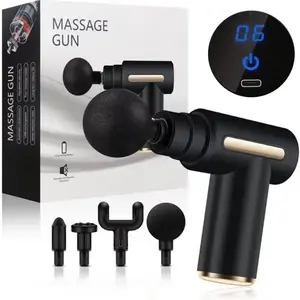 1 Set Portable Mini Muscle Massager with 4 Massage Head, Neck Shoulder Relaxer, Electric Massager, Rechargeable Percussive Massager, Lightweight Handheld Massager
