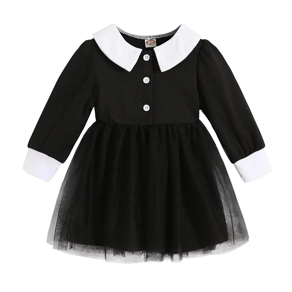 YOUNGER TREE Toddler Baby Girl Halloween Sister Matching Outfits Black Tutu Dress Little Kids 3M-7t