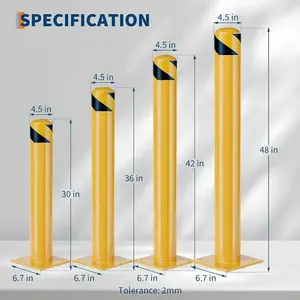 Heavy Duty Steel Safety Bollards Anchored - Yellow Reflective Bollard Posts for Parking Lots, Warehouses, Driveways