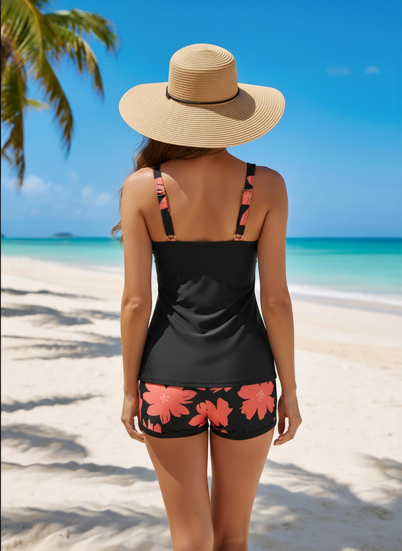 JointlyCreating Two Piece Women's Tankini Swimsuits Blouson Swim Tank Top with Shorts Modest Bathing Suits for Beach Wear