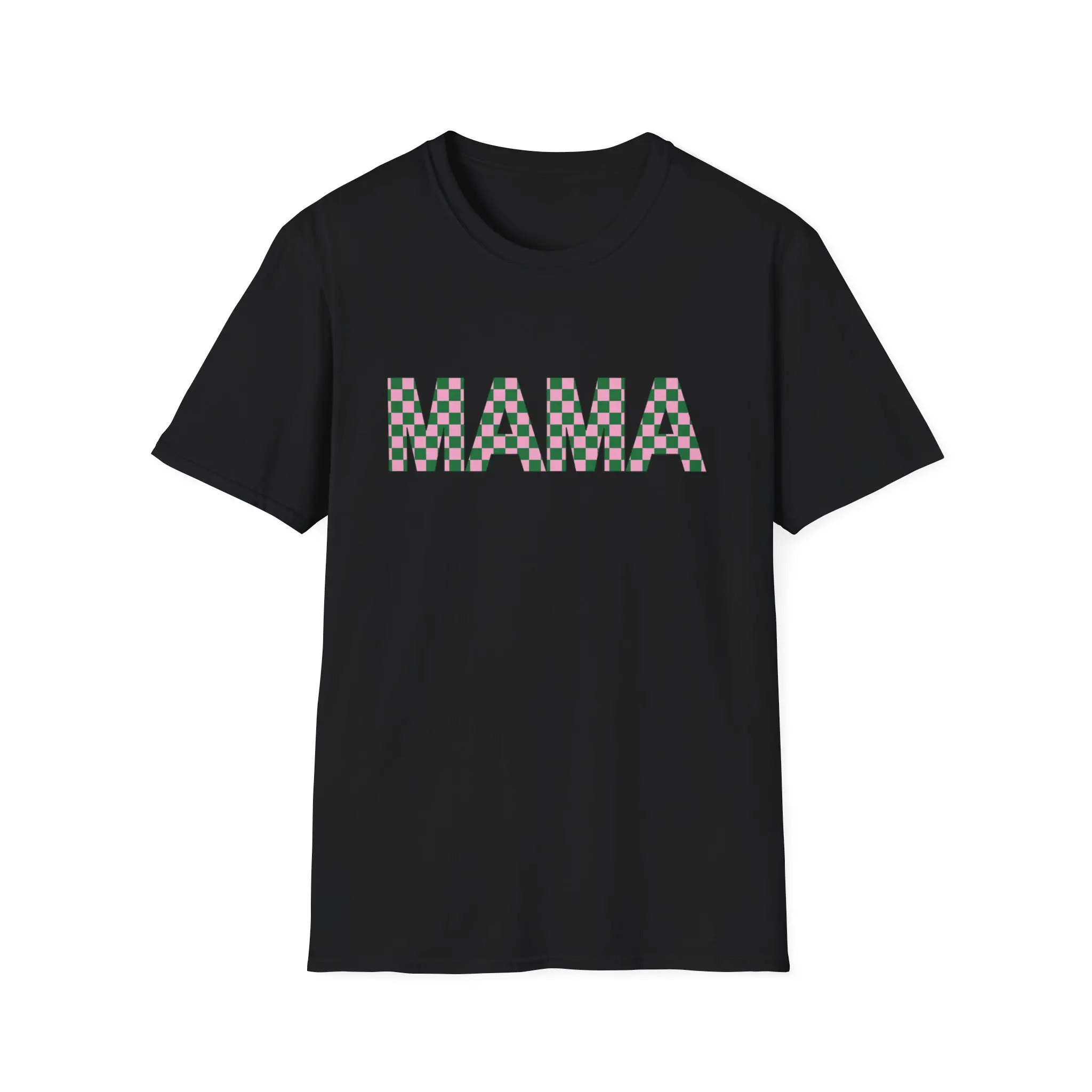 MAMA checkerboard text T-Shirt | mom graphic tee, retro check pattern