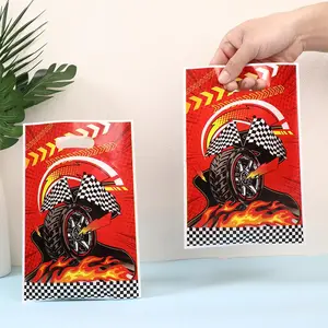 50pcs Cool Racing Theme Party Bags, Dynamic Flame Tire Pattern, Perfect for Birthday Parties and Car Themed Events, Gift Bags Pack