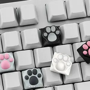 ZOMO ALUMINUM & SILICONE KITTY PAW ARTISAN KEYCAP Cute & soft Realistic Cat Paw Pad Personalized Keycaps forMechanical Keyboard