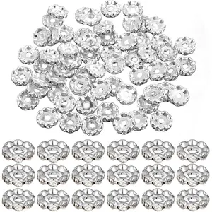 100 count 12mm   Beads Spacer for Pens Making Bulk Rondelle Rhinestone Spacer Beads Beadable Wave  Bead for Bracelet  Making