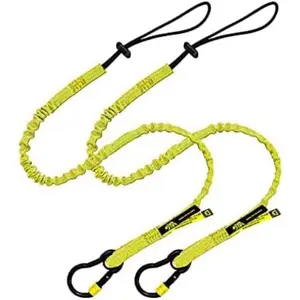 New Yellow Screw Lock Safety Lanyard 3 Foot Tough Tether, Captive Eye Carabiner, Adjustable Loop End, Ultra-Durable, Premium Quality Materials For Scaffold Construction 2 Pack (0932YS)
