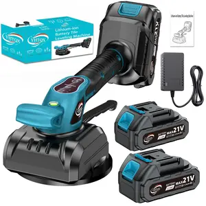 Yunxi-YHTQX 21V wireless tile vibrating screed, floor tilevibration leveling machine, with battery (not compatible withother brands of battery) , with 5 adjustable speeds, suctioncup, digital display for floor and wall tiles lifter