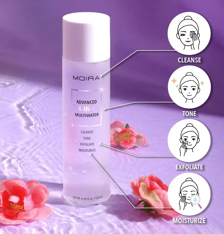MOIRA Beauty Advanced 4-in-1 Multi-Functional Skincare Toner - Cleansing, Antibacterial Formula with Peppermint, Grapefruit, Papaya, Tea Tree for Smooth, Flawless Skin