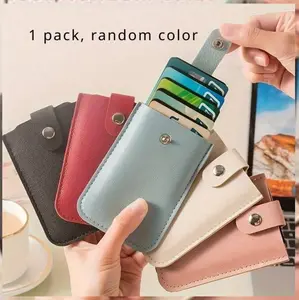 1 Pack Random Color Drawer Type Card Set Woven Bag Button Sealed Storage Bag Stackable Drawer Type Card Wallet