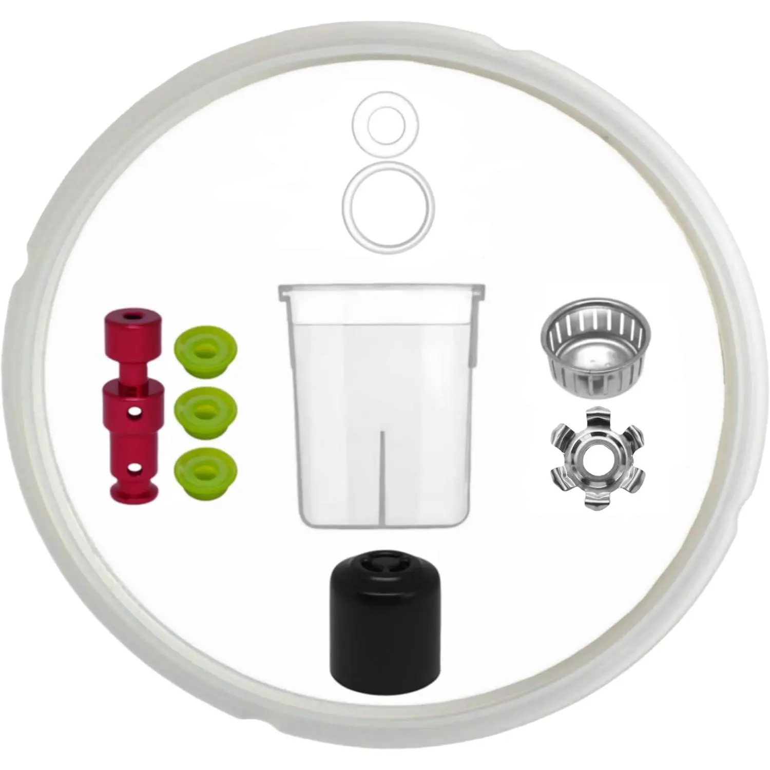 11-Count IP-RIO 6Qt Kitchen Appliance Parts Set Compatible with Duo/Duo Plus 6Qt – Includes Inner Pot Seal Ring, Steam Release Valve, Condensation Collector Cup, 3 Green Float Valve Caps, 1 Anti-Block Shield, Keel, Duo/Duo Plus 6 Quart