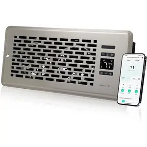 Register Booster Fan for 4" x 10" Register Holes, Quiet Vent Fan Booster with Intelligent Thermostat, Improves Heating Cooling, App Control, 10-Speeds, Manhattan  Register Vent, SN