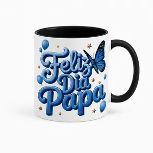 Feliz Dia Papa Mug, Spanish Father’s Day Coffee Cup, Blue Butterfly Balloon Accent Mug, Cute Papa Ceramic Mug, Latino Dad Gift from Daughter Son Kids for Father’s Day Birthday,Father's Day Gift