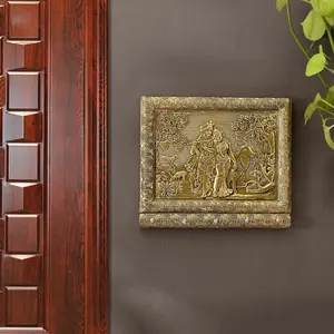 Cherished Radha Krishna Key Holder | Handcrafted Wood & Aluminium Art Decor | Wall Mount for Home, Office, Hallway | Ideal Housewarming Gift