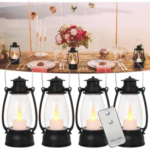 4-Pack Vintage Candle Lantern with Remote Small Hanging Lanterns for Indoor Outdoor Ideal for Wedding Centerpiece Halloween Christmas Camping Western Party Decorations