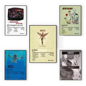 [Album Collection - Sale Up To 41%] Nirvana - Grunge Legends Album Poster Set - Nevermind Era - Vintage Rock Wall Art - Gift for Music Lovers [Unframed - Print Only]