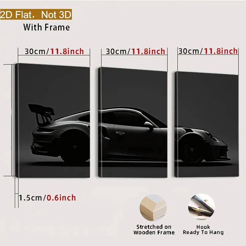 Fashion Car Pattern Canvas Painting with Frame, 3 Counts/set Modern Art Design Wall Art, Wall Decor for Home Interior Living Room Bedroom Office tiktokshopspringglowup Fashion Car Pattern Canvas Painting with Frame, 3 Counts/set Modern Art Design Wall Art, Wall Decor for Home Interior Living Room Bedroom Office tiktokshopspringglowup