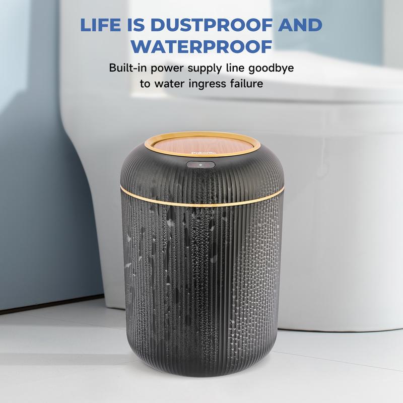 Pukomc Motion Sensor Trash Can with Lid - Touch-Free Waterproof Motion Sensor Trash Bin for Bathroom, Kitchen, RV, Laundry, Outdoor Use White Home Goods Multifunctional Trashcan Black