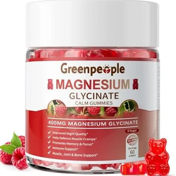 Green People Sugar-Free Magnesium Glycinate Gummies - Chewable Magnesium Complex Supplement for Calm Support & Sleep Healthcare Dietary Needs