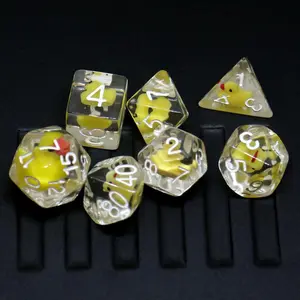 Duck Pattern Resin Dice Set, 7 Counts/set Polyhedral Table Game Dice, Role-playing RPG Dice, Outdoor Leisure Equipment