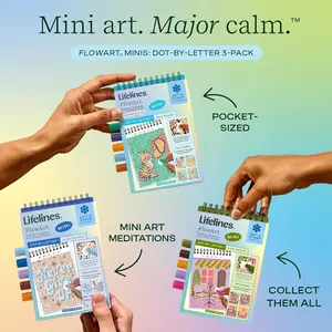 Lifelines FlowArt Guided Art Meditations – 2-Pack or 4-Pack Activity Pads with Themed Markers – Dot-by-Letter, Hidden Patterns, Pogo-Dot, Mosaic Designs, UV Art, or Dot-Pop - Coloring Books for Teens, Adults & Seniors -  SHIPS FREE