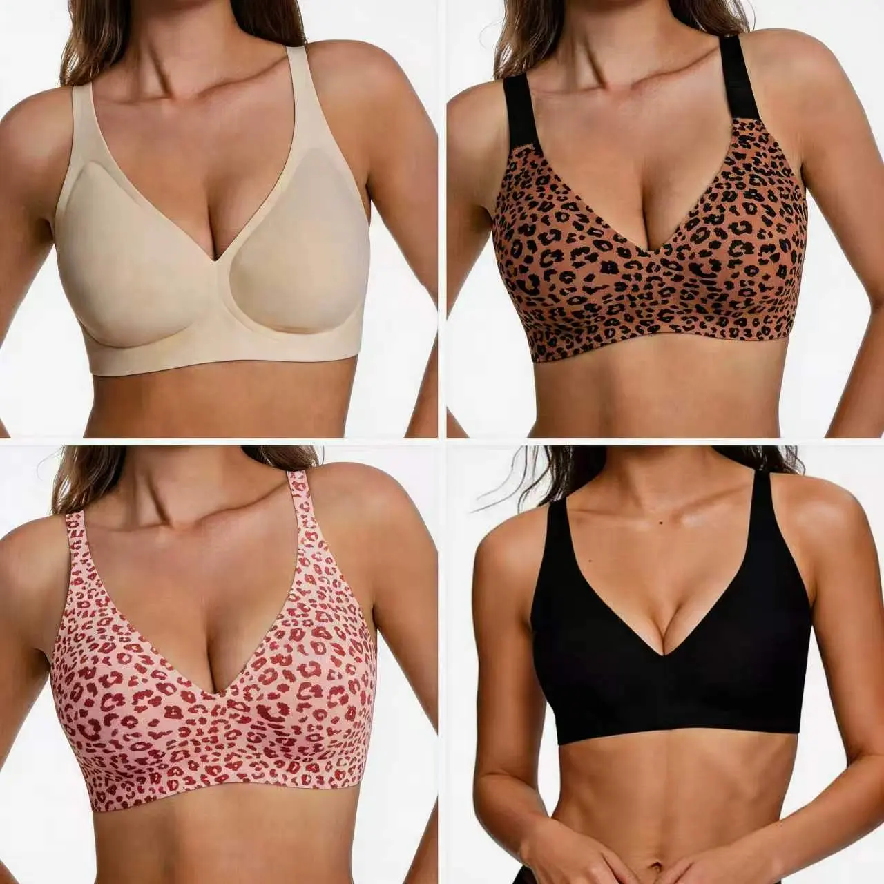 【Regalo Gran Madre】MIANZHI Women's No-Underwire Jelly Bra - Scalloped, Buttery Soft, Seamless, Full Coverage, Convertible, Push Up Halter Neck Everyday Bra (Ideal for Gifting to Mothers)