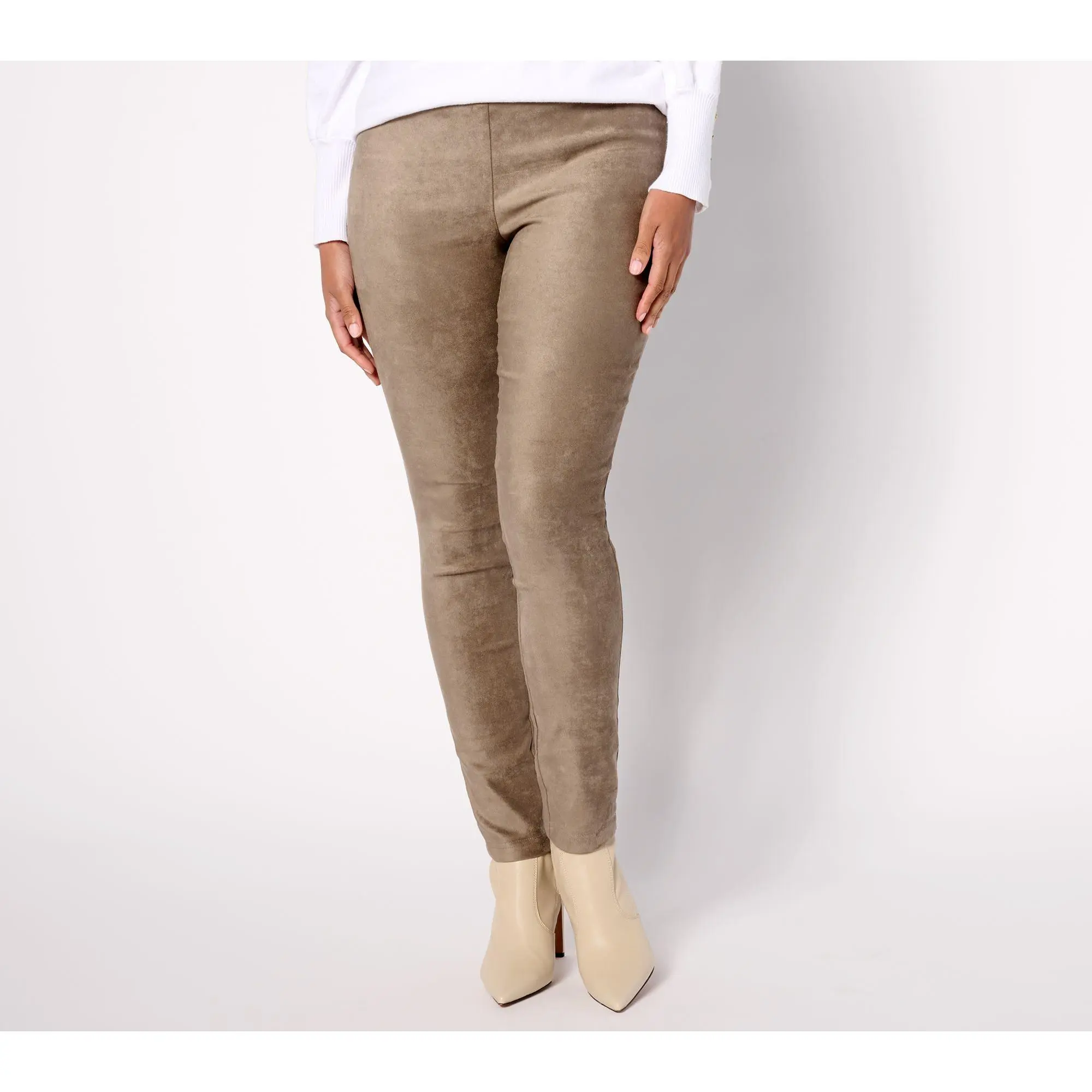NYDJ Suede Pull On Basic Leggings -Saddlewood