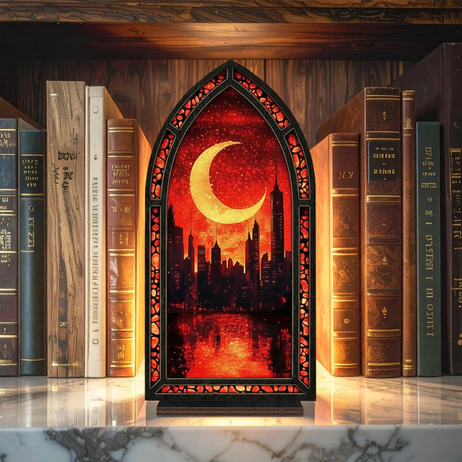 Lunathion Light It Up Crescent City Book Nook & Suncatcher Candle Holder, Fantasy Bookshelf Insert Decor Gift, Bookish Gift (No Candle)