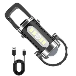 Rechargeable Keychain Flashlights, EDC Mini Keychain Flashlight Aluminum Alloy Portable Flashlight with 7 Modes & COB Lights USB-C Charging Work Light Key Ring Pendant Led Flashlight for Tent Keychain Emergency Gadget Flashlight Hiking Gifts