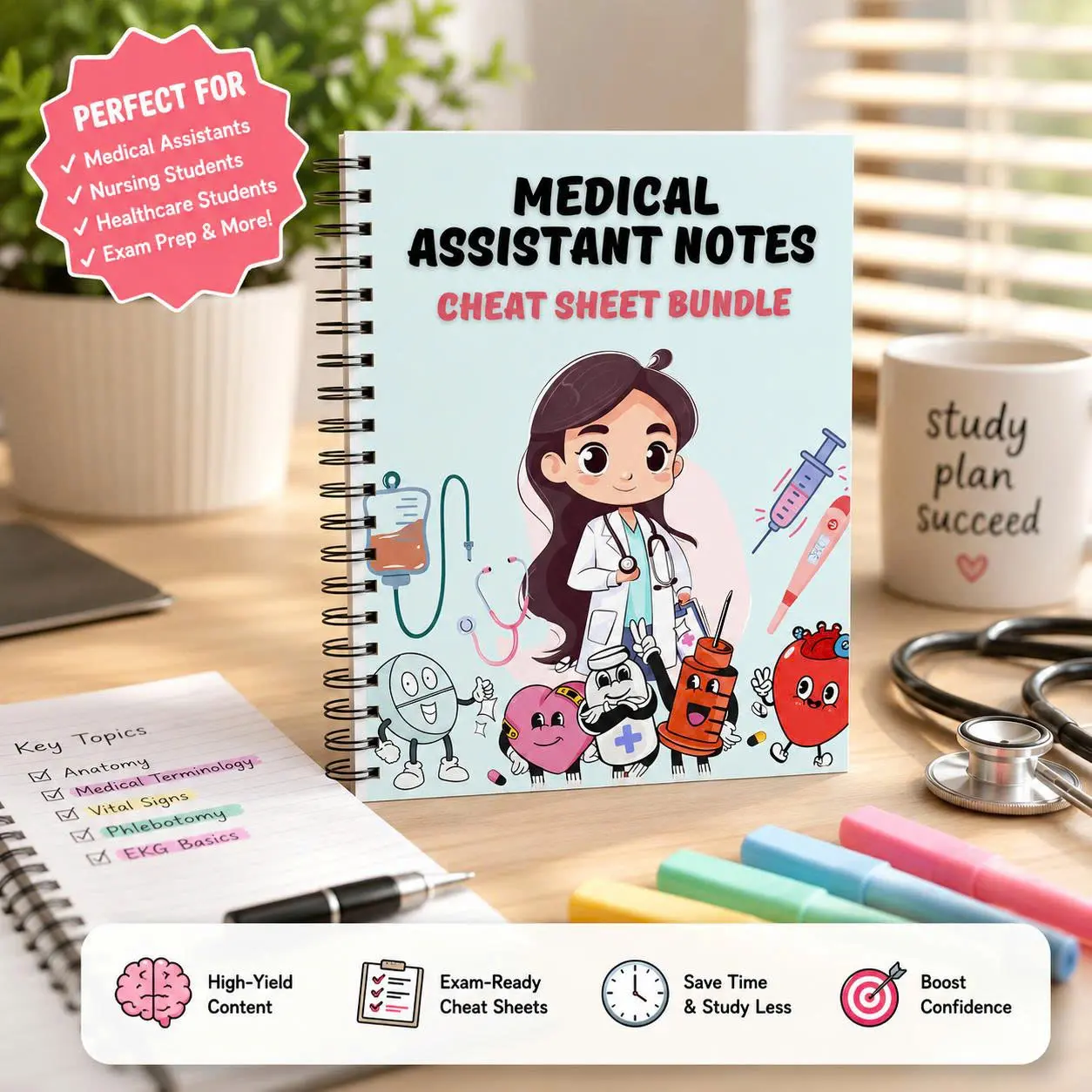 Medical Assistant Study Notes Bundle | 70-Page Healthcare Quick Reference Guide Medical Assistant Study Notes Bundle | 70-Page Healthcare Quick Reference Guide