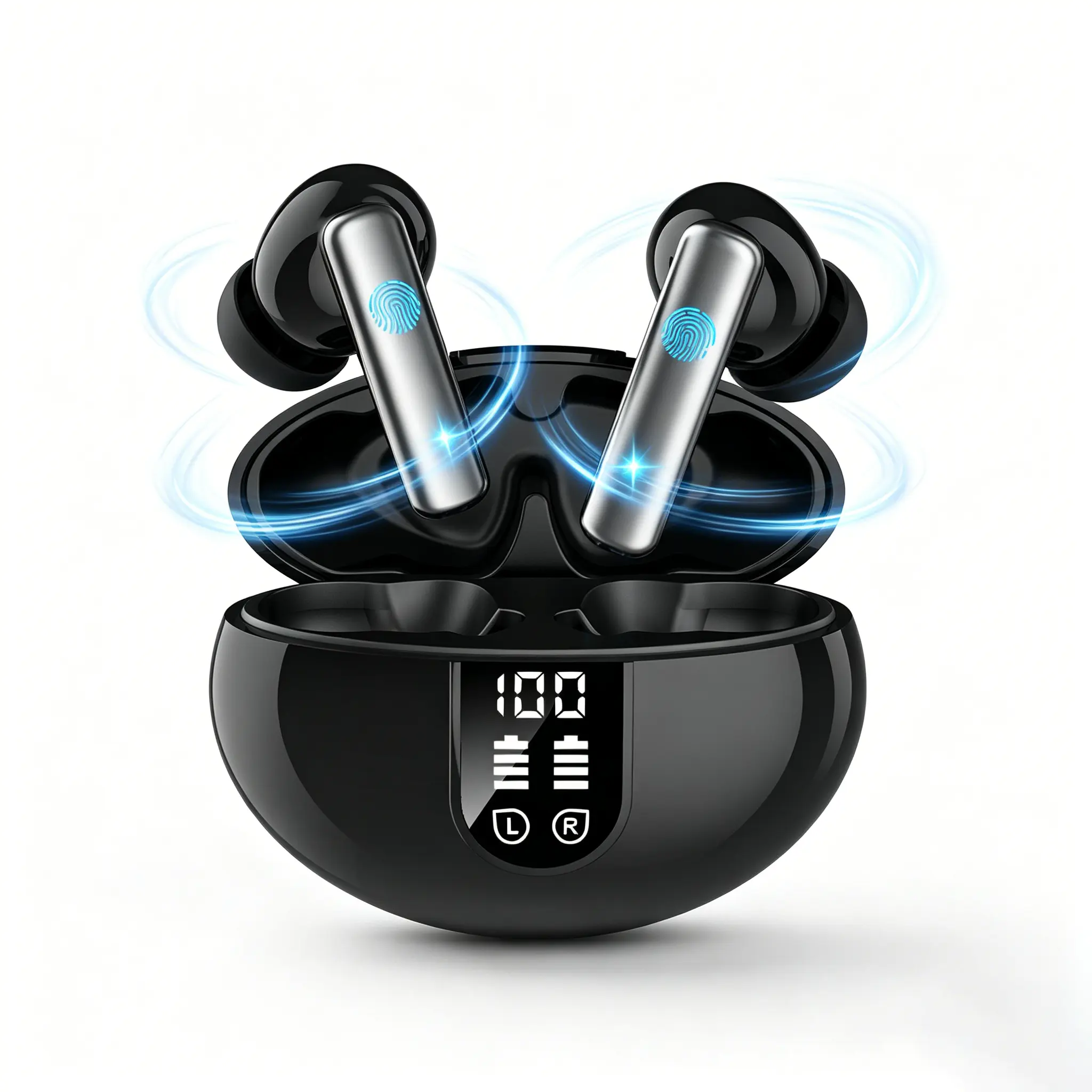 Wireless Travel Earbuds - In Ear Earphones with LED Digital Display Charging Case, 50H Playtime, Mic, IPX7 Waterproof, Deep Bass Stereo Mobile Audio, No Subscription, TikTok Shop Creator Picks for iPhone/Android (169 Translation Languages Supported)
