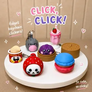 Fidget Keychains & Desk Top Decor - Customizable | Holiday, food, & everyday themed Desktop Clickers & Keychains | Clicky | Soft | Silent | Bundles