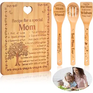 Personalized Mom Birthday Gifts, Bamboo Cutting Board Set Gift for Mom, Gifts for Mom is Suitable for Birthday, Mother's day, Christmas Gifts