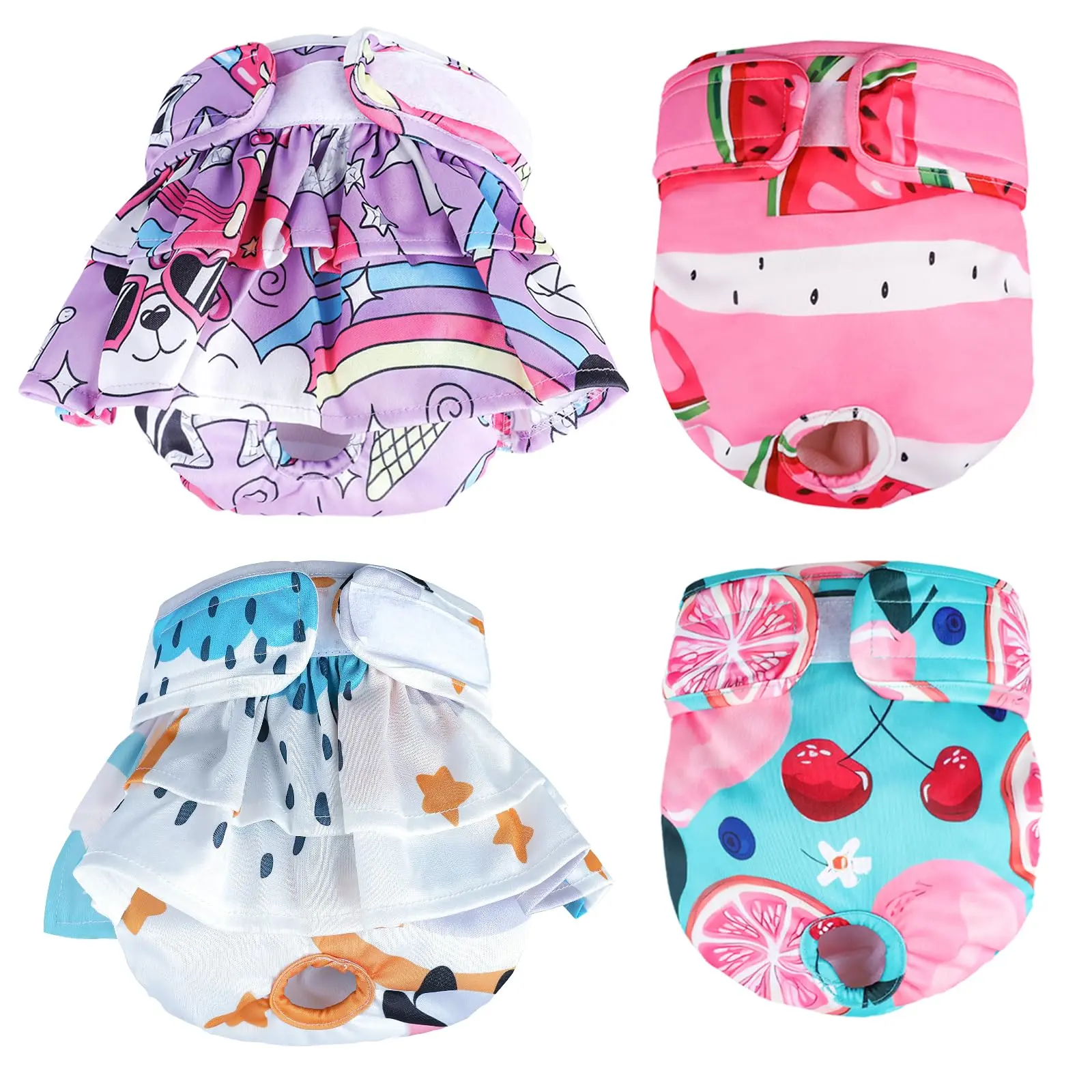 Reusable Female Dog Diapers, 4-Pack Value Set with Elastic Waist, Slip-Free Snaps, Absorbent Leak-Proof Design, Easy to Use - Puppy Pad Training Aid, Heat Cycles Support, Incontinence Solution (Alternative to Disposable Diapers)