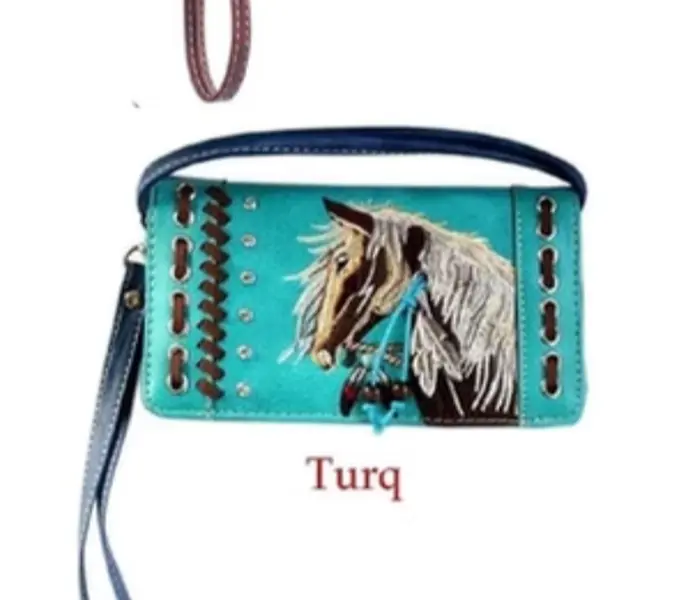 CS Horse Turquoise Wallet Crossbody Bag