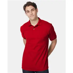 Custom Embroidered - Hanes - Men's Ecosmart® Jersey Polo - Deep Red - 054X