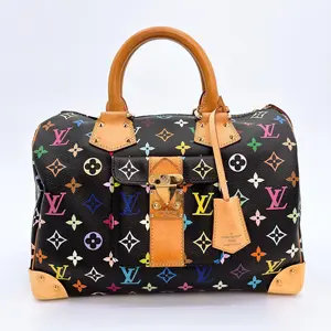 Pre-owned Louis Vuitton leather Tote Bags Monogram Multicolor Speedy 30 Black bag