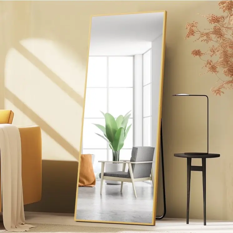 CONCETTA 64"x21" Rectangle Full Length Mirror, Full Body Standing Mirror Floor Mirror, Gold