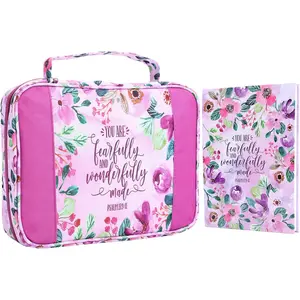 Bible Covers for Women 2pcs Bible Case Set with Notebook Church Bag Bible Study Book Case with Handle Lightweight Nylon Carrying Bags Christmas Gift