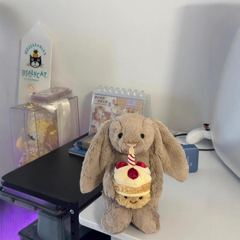 Shy Bugs Bunny Birthday Cake Cotton Plush Toy with Festive Cake Design for Kids Soft Cotton Material Perfect for Birthday Celebrations