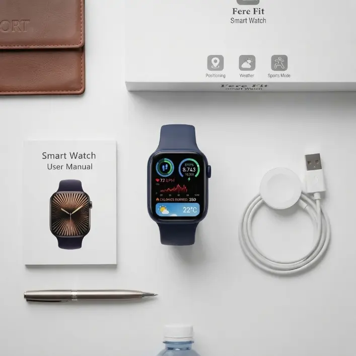 Universal smart HD watch for making and receiving calls and sending and receiving messages, fitness running, IP65 water resistance, pedometer, weather viewing, sleep/activity/heart rate/blood pressure monitoring, and various sports modes.