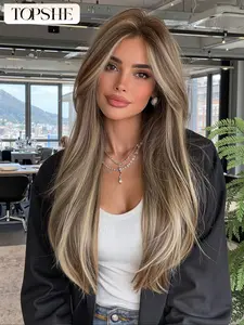 Topshe Front Lace Wig natural-looking hairline Balayage Handmade Weave 13x6 Real Frontal Design Multi-Purpose Natural Look Wig Glueless Frontal Wig