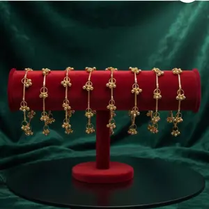 Kashmiri Ghungroo Bangles Set: Gold Tone Traditional Indian Bridal Jewelry pack of 8