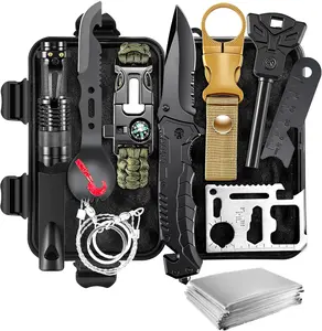 12-in-1 Emergency Survival Kit Outdoor Equipment for Camping Hiking Backpacking