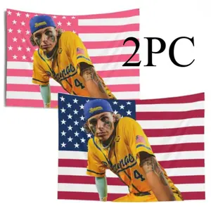 (Multiple packs) Retro Kyle Jackson Baseball Wall Tapestries, Vintage Soft Flag, Banana Fan Gift, Summer Sports Flag