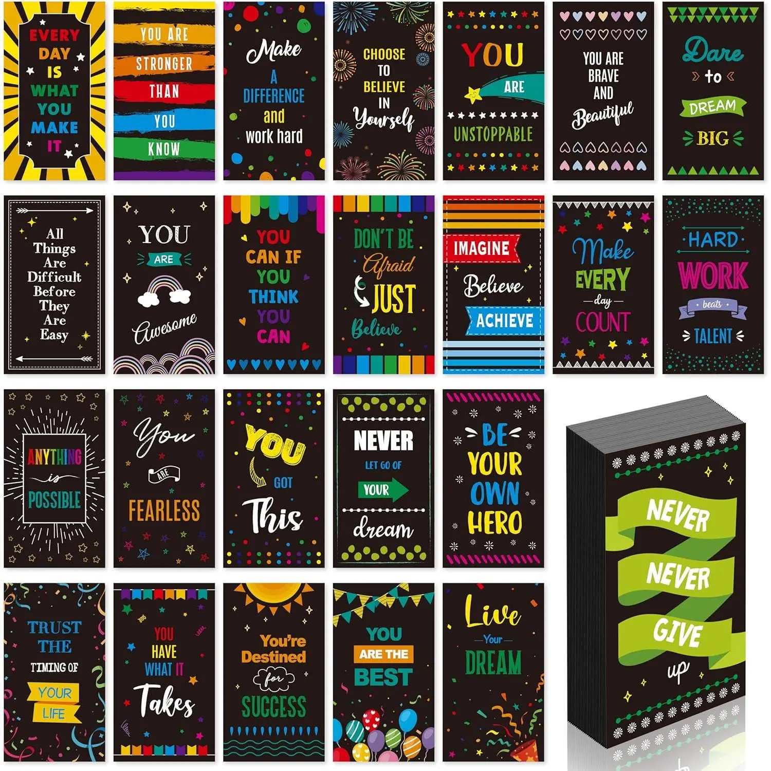50 PCS Motivational Magnets, 25 Designs Inspirational Magnets Positive Affirmation Decals for Kids, Adults, Fridge (2' x 3.5')