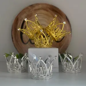 6pcs/Set Mini Round Rhinestone Pearl Crown for Girls' Parties - Wedding Bouquets, Roses Bouquets & Cake Decorations 3 Silver, and 3 Gold Ornaments