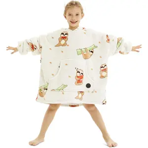 Wearable Blanket Hoodie for Kids, Oversized Sherpa Sweatshirt Blanket with Giant Hood, Warm Cozy Hooded Blanket, Cute Gifts for Kids Girls Boys