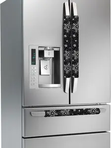 3PCS Refrigerator Door Handle Covers Kitchen Decor Keep Appliance Clean Anti-Static Stains for Fridge Dishwashers Velvet (Printed Silver Black)