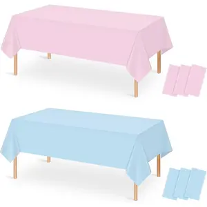 6pack gender reveal tablecloths disposable plastic pink and blue tablecloth rectangle table covers for boy or girl baby shower party decorations inch