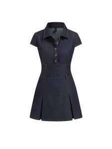 Cider Denim Collar Button Mini Dress